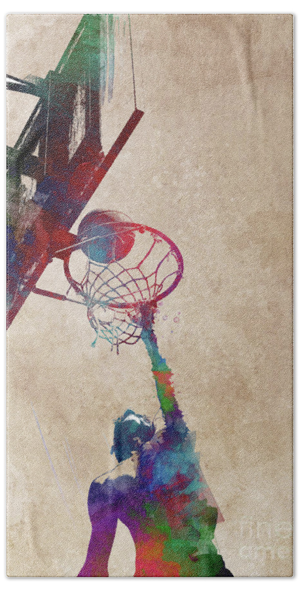 Basketball Player Hand Towel featuring the digital art Basketball sport art #basketball #2 by Justyna Jaszke JBJart
