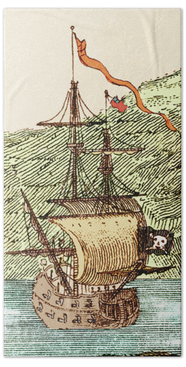 18th Bath Towel featuring the photograph Blackbeard's Pirate Ship, Queen Anne's Revenge #2 by Science Source