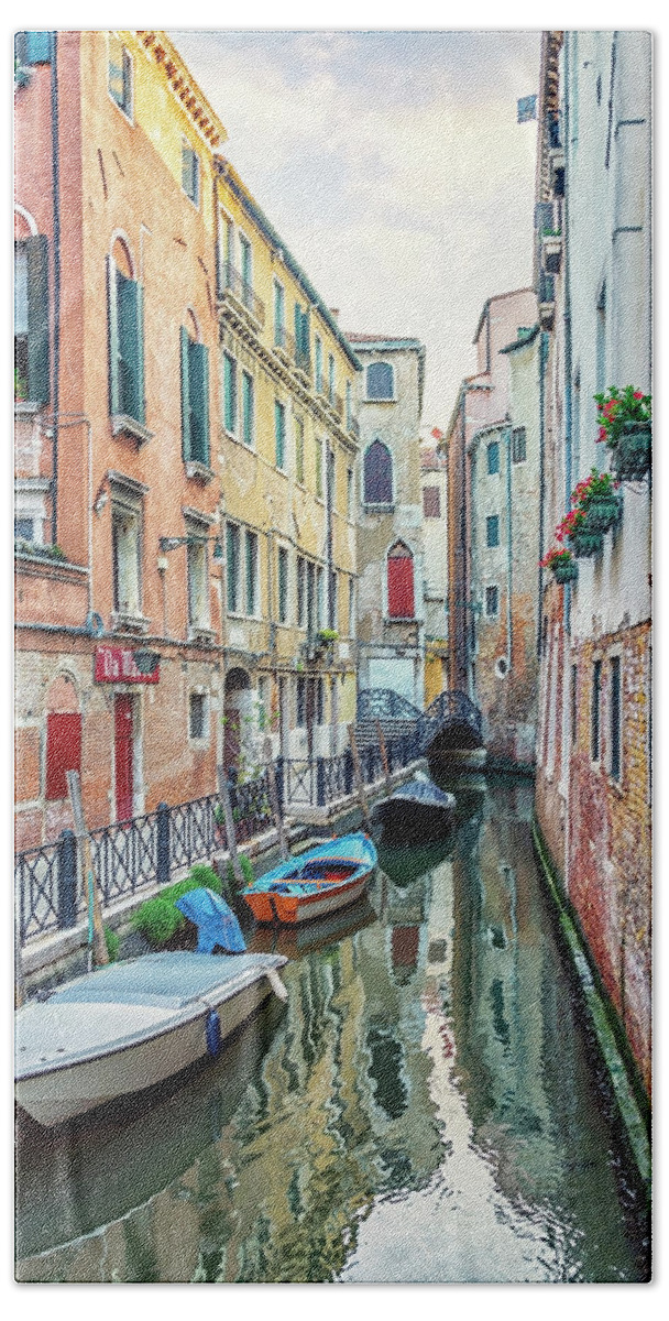 City Hand Towel featuring the photograph Canal In Venice #2 by Manjik Pictures