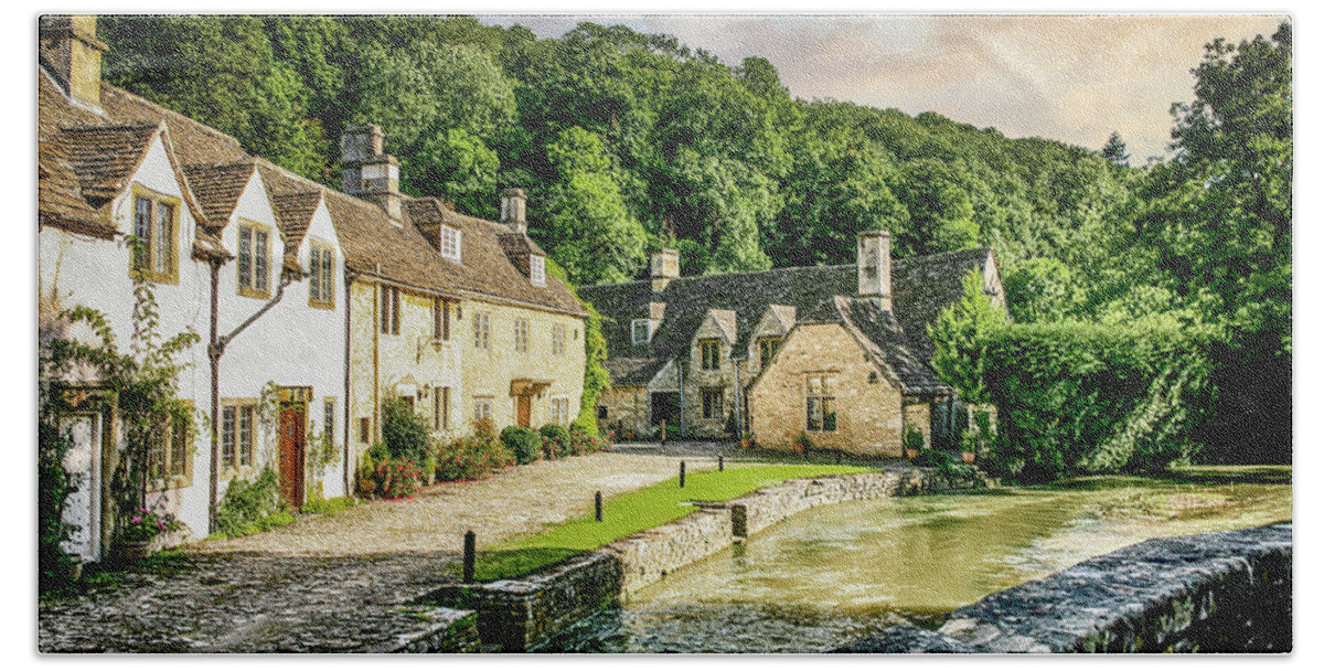 Market Bath Towel featuring the photograph Castle Combe Village, UK #2 by Chris Smith