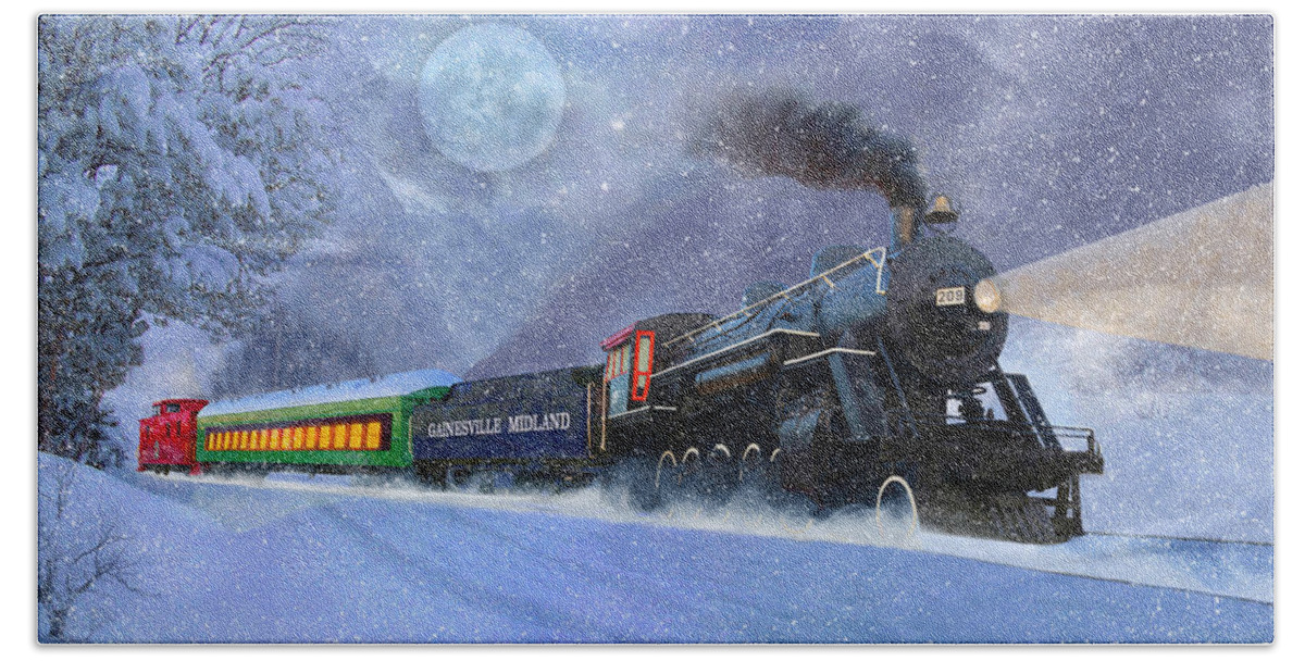 Train Bath Towel featuring the mixed media Engine 209 Pulling Gainesville Midland Train by Billy Grimes