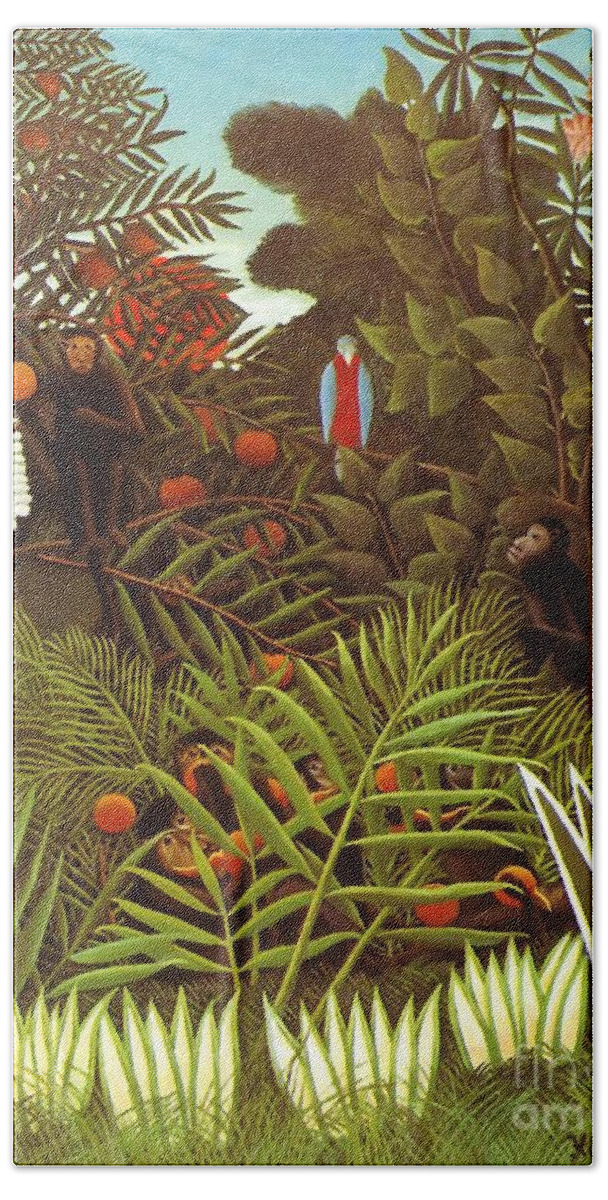 Exotic Landscape Bath Towel featuring the painting Exotic landscape #2 by Henri Rousseau