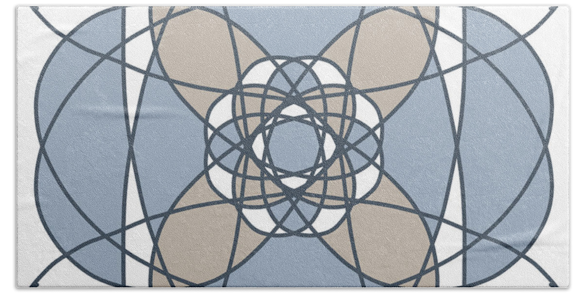 Sunflower Design Bath Towel featuring the digital art Geometrical Pattern - Sunflower Design #2 by Patricia Awapara