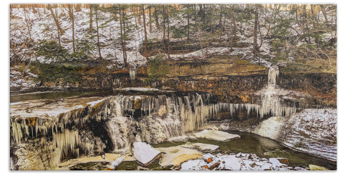  Bath Towel featuring the photograph Great Falls Winter 2019 by Brad Nellis