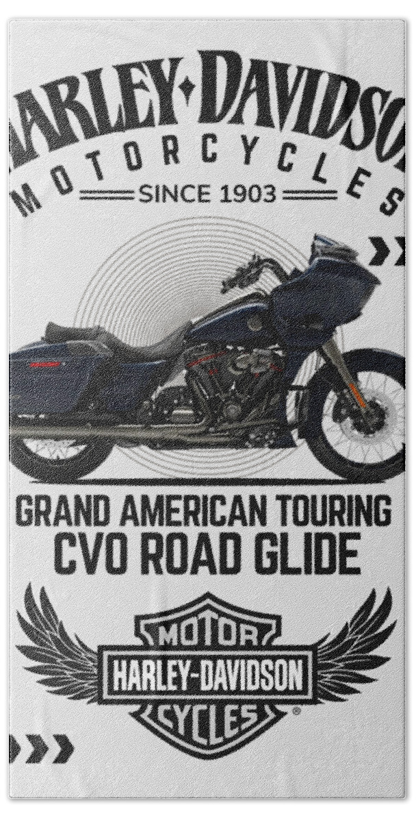 Harley Davidson Cvo Road Glide Hand Towel featuring the digital art Harley Davidson Cvo Road Glide #2 by Ramkumar GR