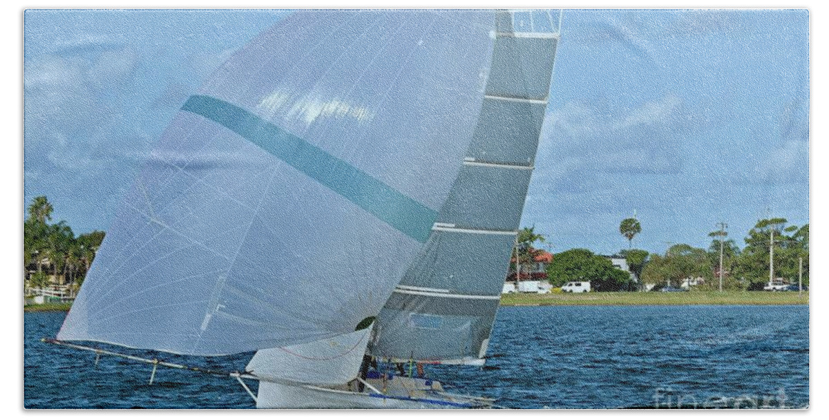 Csne5 Hand Towel featuring the photograph High School Sailing Championships. #3 by Geoff Childs
