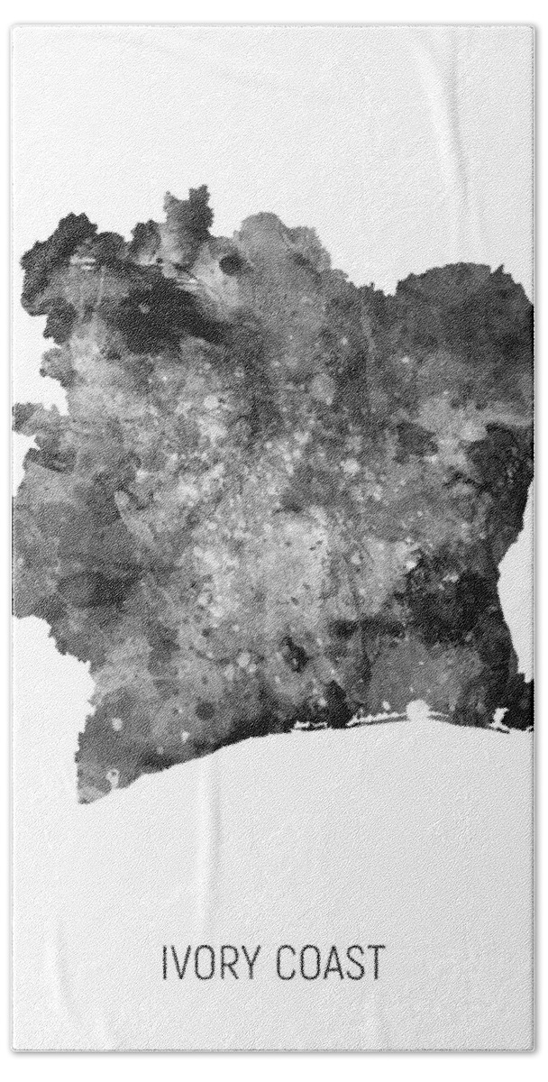 Ivory Coast Bath Towel featuring the digital art Ivory Coast Watercolor Map #2 by Michael Tompsett