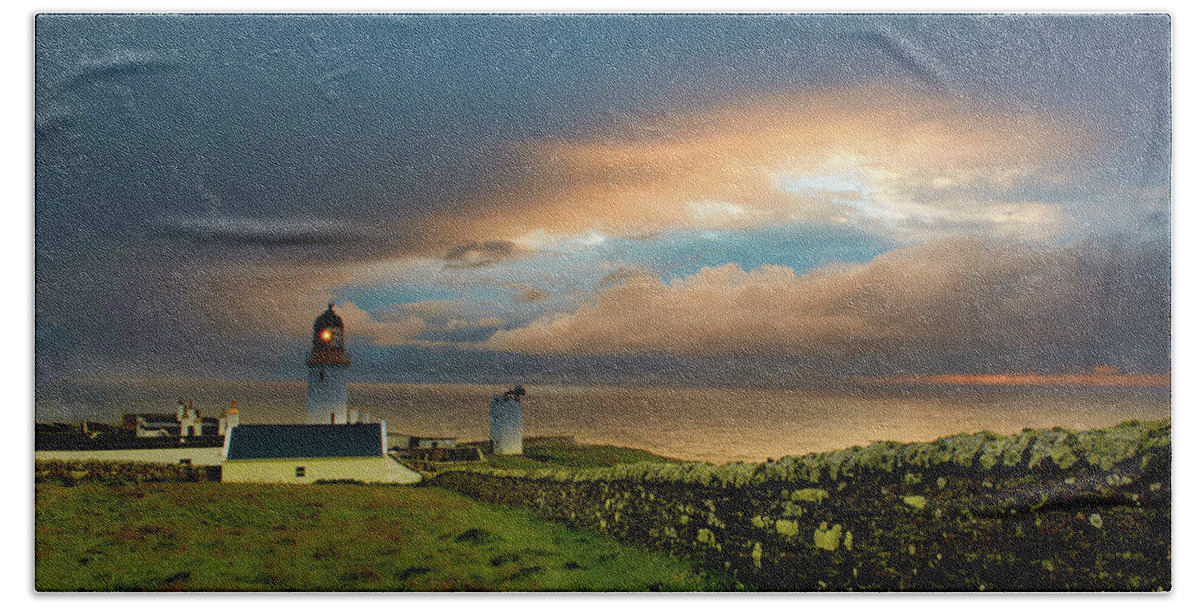 Dunnet Head Hand Towel featuring the digital art Lighthouse #2 by Remigiusz MARCZAK