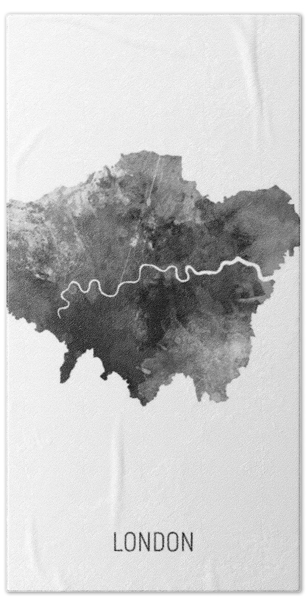London Bath Towel featuring the digital art London Watercolor Map #2 by Michael Tompsett