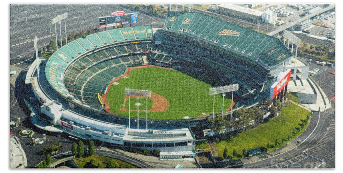 Baseball Hand Towel featuring the photograph McAfee Coliseum #1 by Julia Robertson-Armstrong