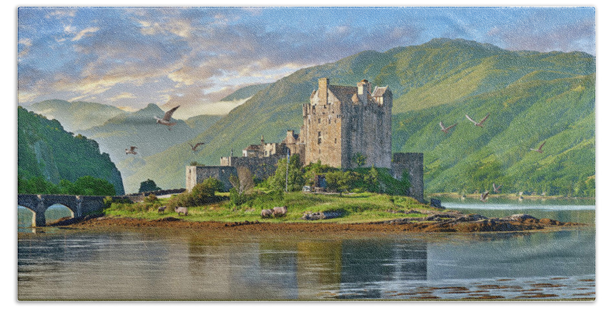 Castles Hand Towel featuring the photograph Photo of Eilean Donan Castle, Scotland #1 by Paul E Williams
