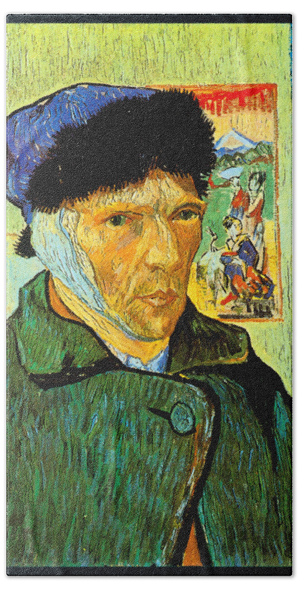 Van Gogh Hand Towel featuring the painting Self-Portrait with Bandaged Ear 1889 #2 by Vincent van Gogh