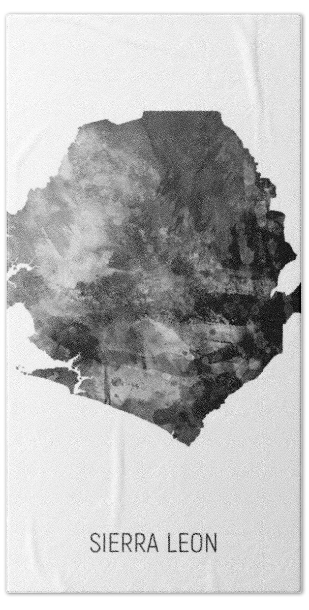 Sierra Leon Hand Towel featuring the digital art Sierra Leon Watercolor Map #2 by Michael Tompsett