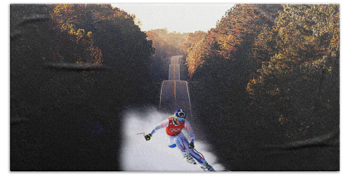 Skiing Bath Towel featuring the mixed media Ski #2 by Marvin Blaine