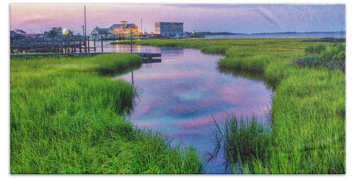 Southport Hand Towel featuring the photograph Southport Salt Marsh Sunrise #2 by Nick Noble