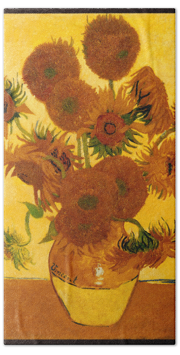 Van Gogh Bath Towel featuring the painting Sunflowers 1888 #2 by Vincent van Gogh