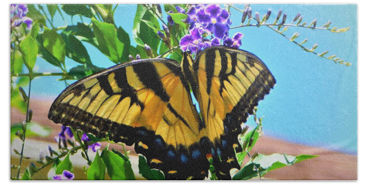 Landscape Bath Towel featuring the photograph Tiger Swallowtail #1 by Gena Herro