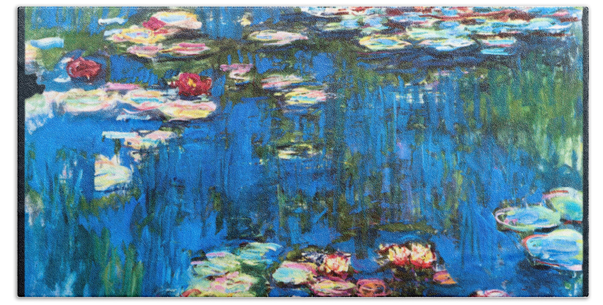 Claude Monet Bath Towel featuring the painting Waterlilies 1914 #2 by Claude Monet