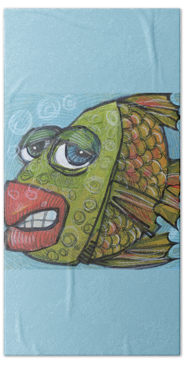 Fish Bath Towel featuring the painting Fish 14 2019 by Tim Nyberg