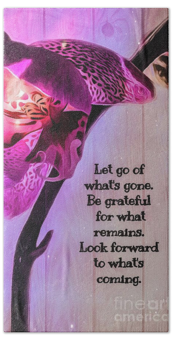 Orchid Bath Towel featuring the mixed media 2020 Inspiration by Laurie's Intuitive