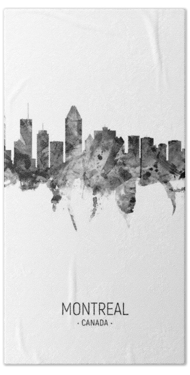 Montreal Hand Towel featuring the digital art Montreal Canada Skyline by Michael Tompsett