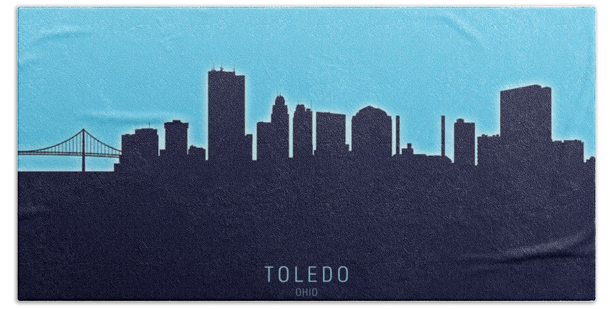 Toledo Hand Towel featuring the digital art Toledo Ohio Skyline by Michael Tompsett