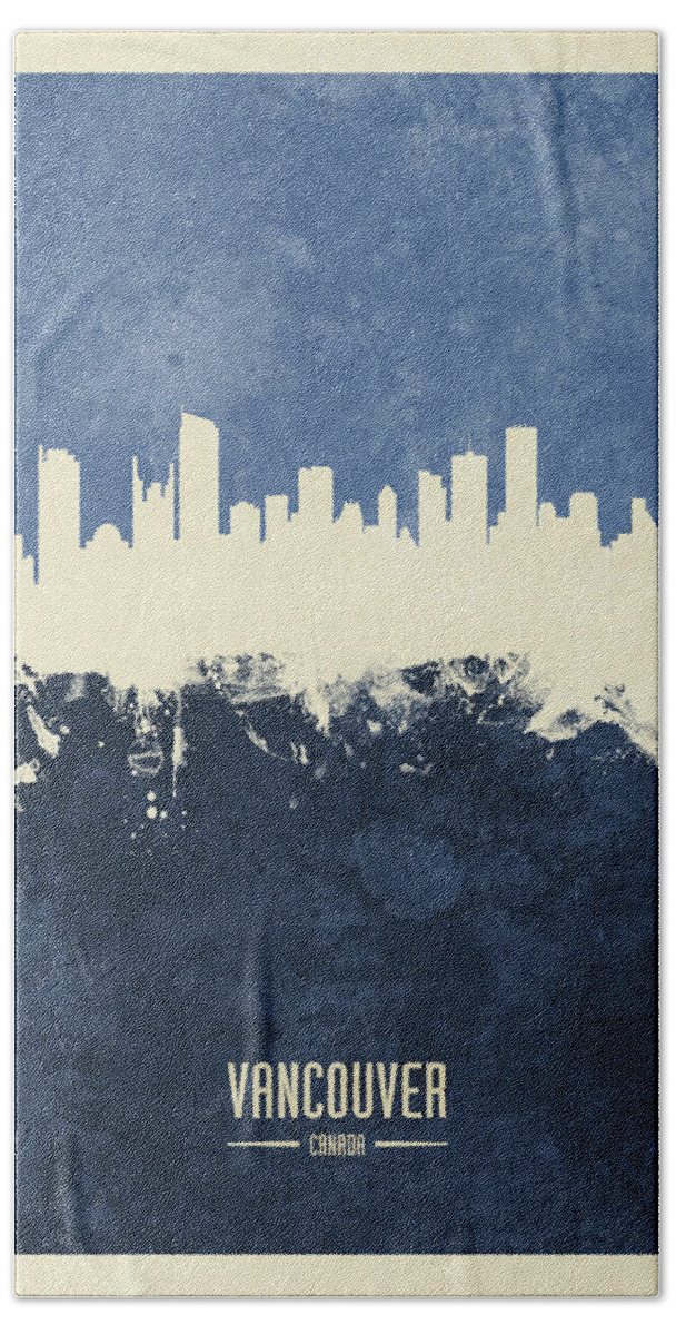 Vancouver Hand Towel featuring the digital art Vancouver Canada Skyline #23 by Michael Tompsett