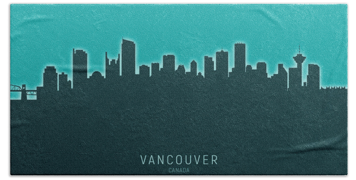 Vancouver Hand Towel featuring the digital art Vancouver Canada Skyline #24 by Michael Tompsett