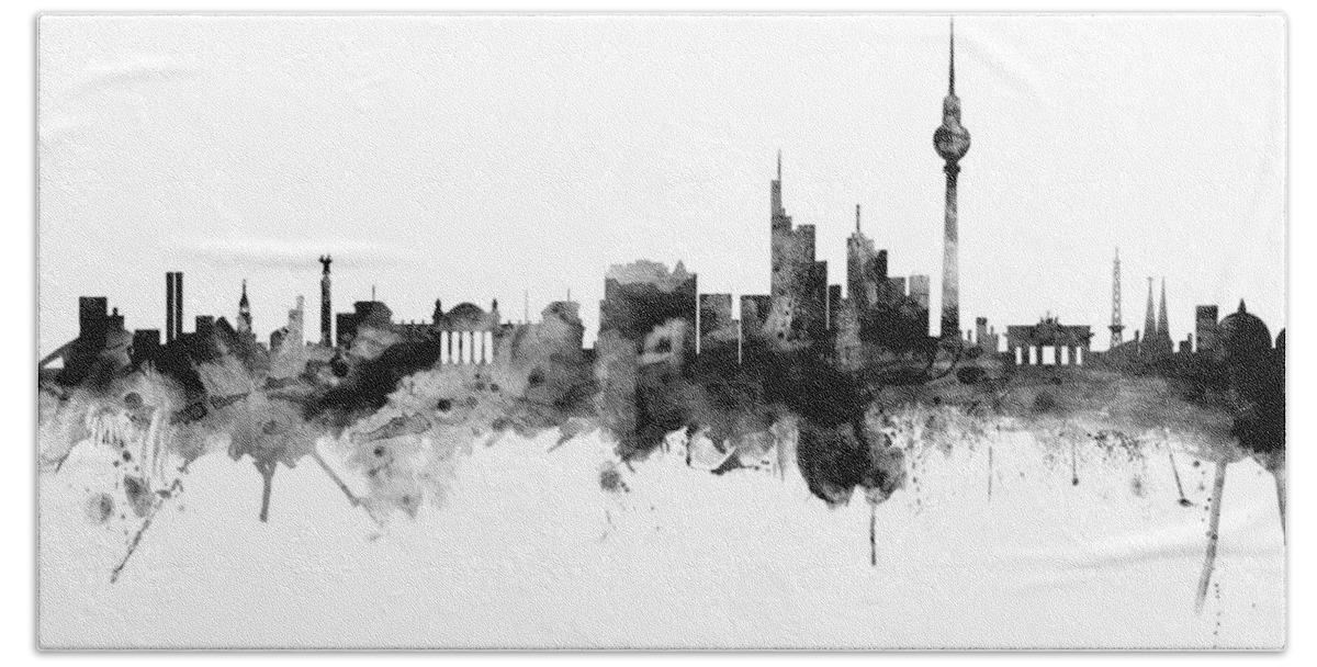 Berlin Bath Towel featuring the digital art Berlin Germany Skyline #25 by Michael Tompsett