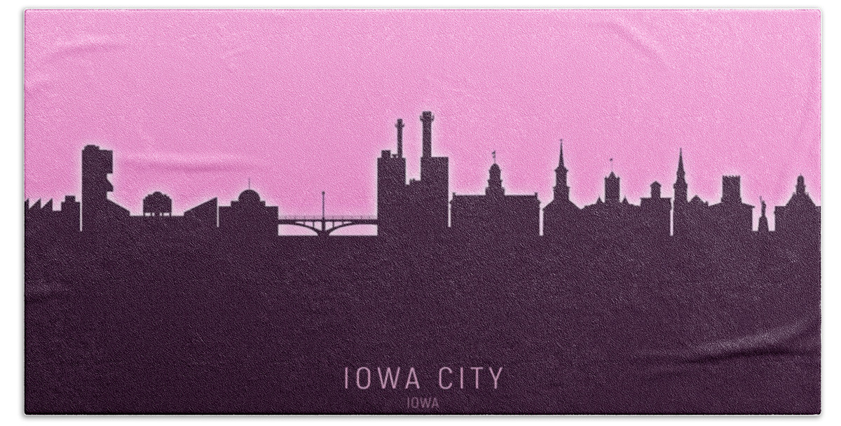 Iowa City Hand Towel featuring the digital art Iowa City Iowa Skyline #25 by Michael Tompsett