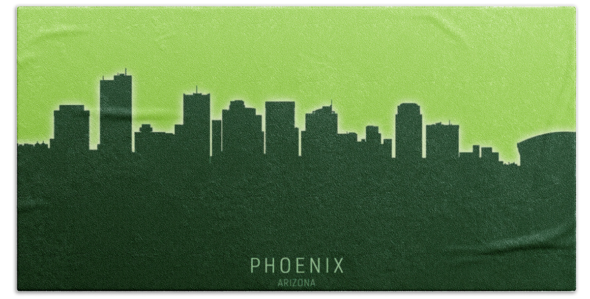 Phoenix Hand Towel featuring the digital art Phoenix Arizona Skyline #25 by Michael Tompsett