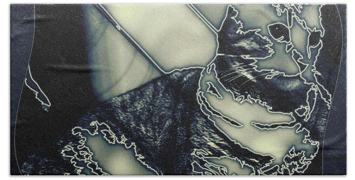 Cat Hand Towel featuring the digital art 25.05.2023 - 01 #25052023 by Marko Sabotin