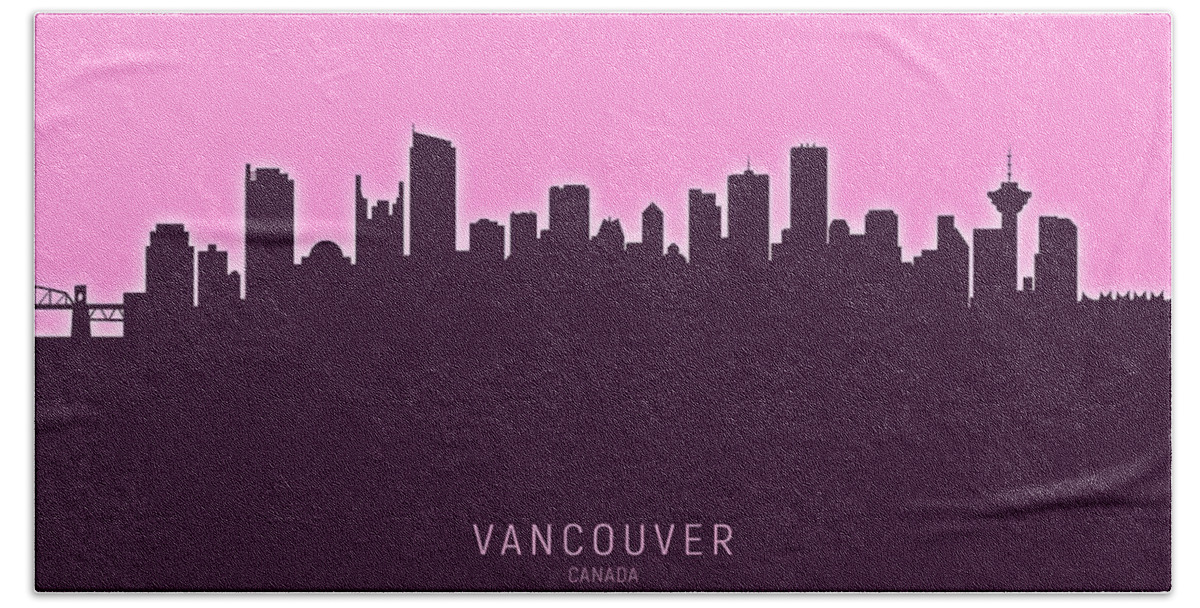 Vancouver Hand Towel featuring the digital art Vancouver Canada Skyline #27 by Michael Tompsett