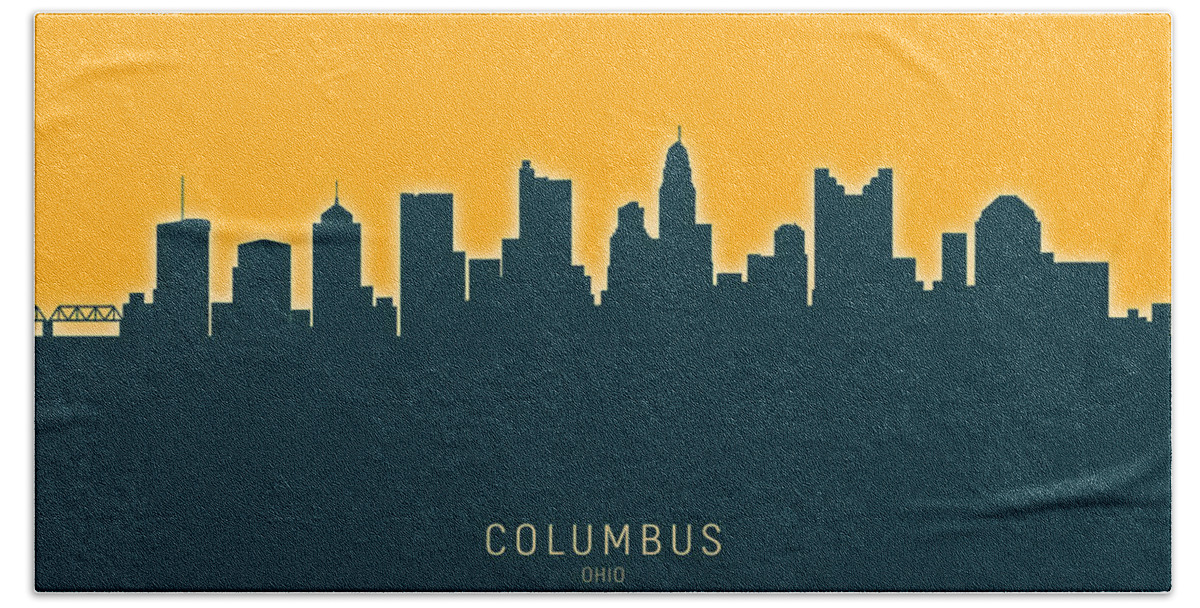 Columbus Hand Towel featuring the digital art Columbus Ohio Skyline by Michael Tompsett