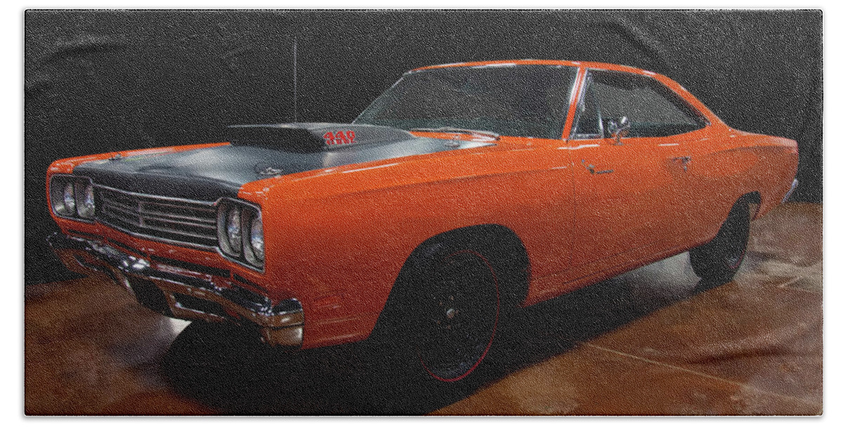1969 Plymouth Road Runner A12 Bath Towel featuring the photograph 1969 Plymouth Road Runner A12 #3 by Flees Photos
