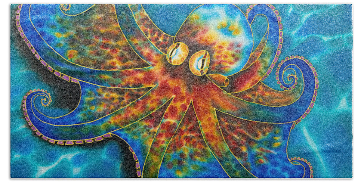 Jean-baptiste Design Hand Towel featuring the painting Caribbean Octopus #3 by Daniel Jean-Baptiste