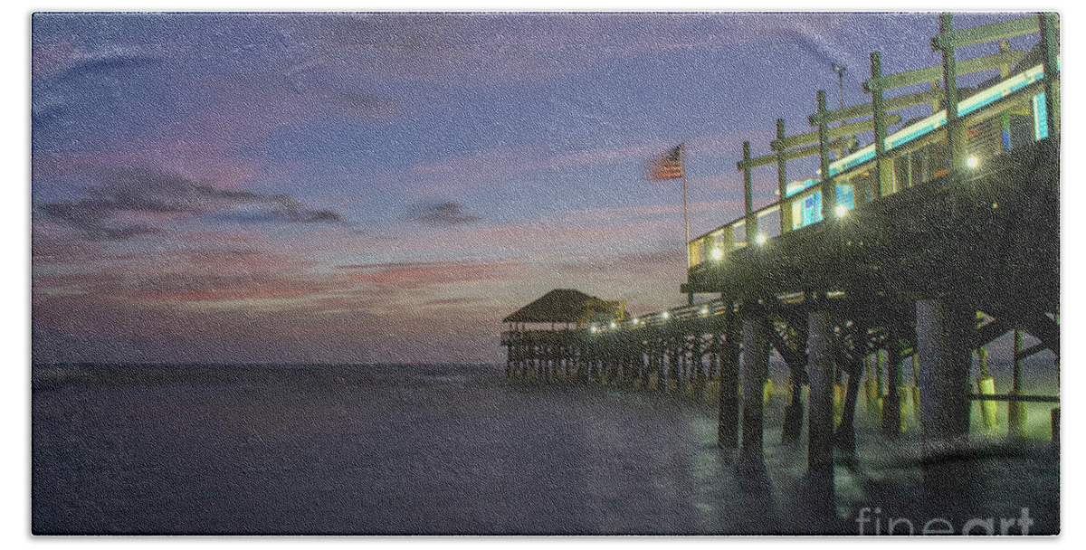 Sunrise Bath Towel featuring the photograph Cocoa Beach Pier #3 by Brian Kamprath