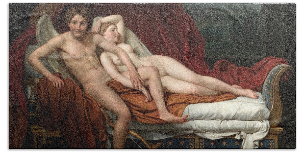 Cupid And Psyche Bath Towel featuring the painting Cupid and Psyche #3 by Jacques-Louis David