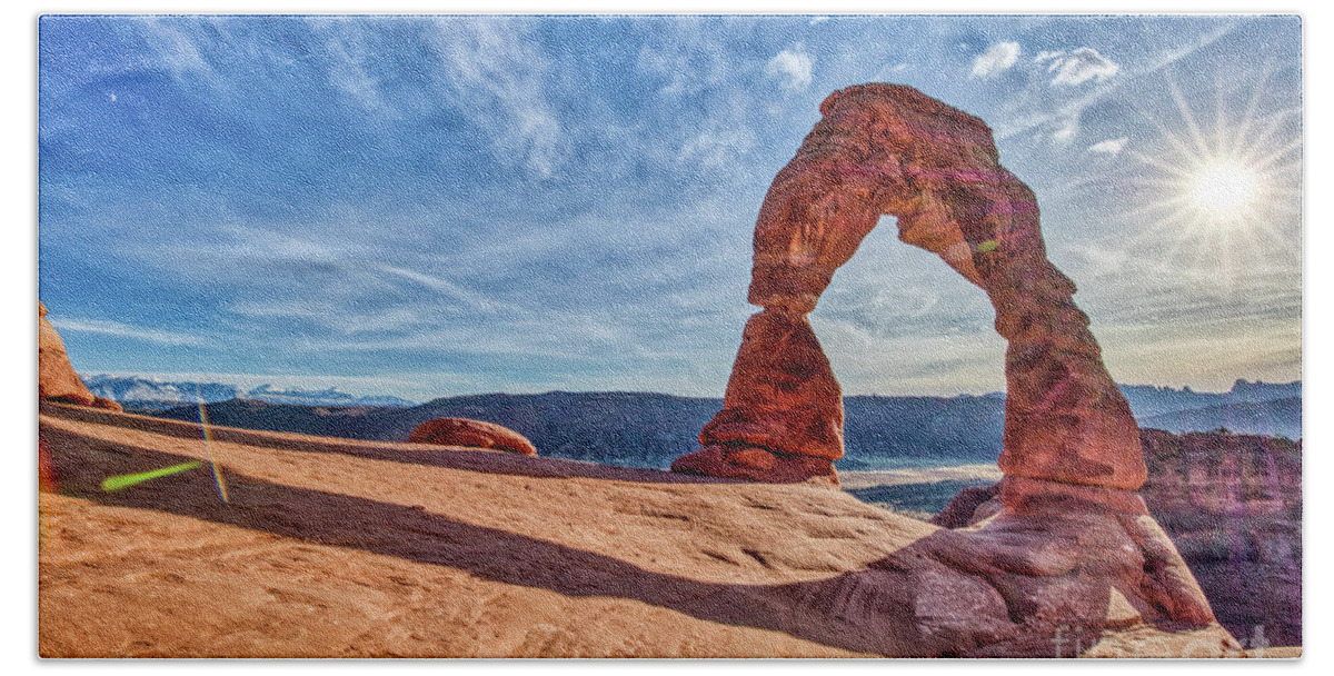 Delicate Arch Arches National Park Utah Hand Towel featuring the photograph Delicate Arch Arches National Park Utah #3 by Dustin K Ryan