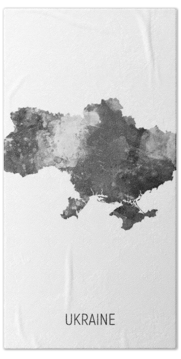 Ukraine Hand Towel featuring the digital art Ukraine Watercolor Map #3 by Michael Tompsett