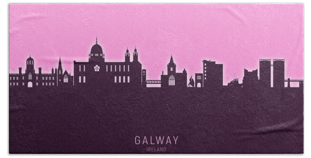 Galway Hand Towel featuring the digital art Galway Ireland Skyline by Michael Tompsett