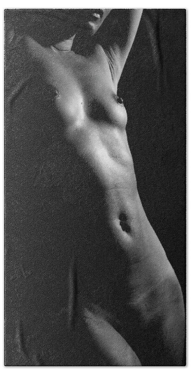 Black And White Bath Towel featuring the photograph Nude #30 by Kiran Joshi