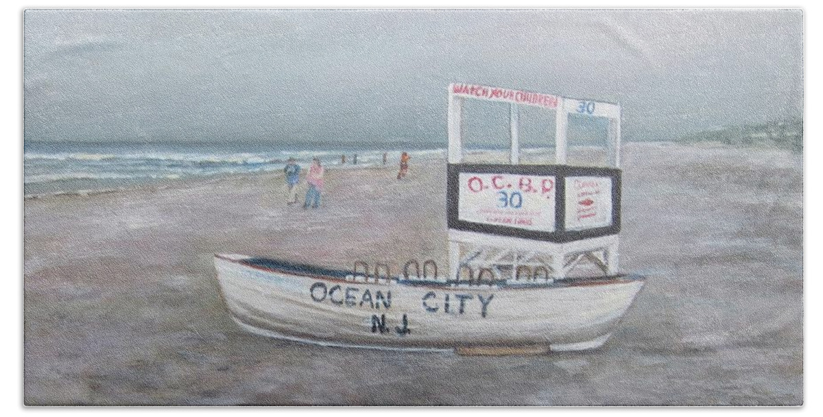 Painting Hand Towel featuring the painting 30th Street Ocean City by Paula Pagliughi