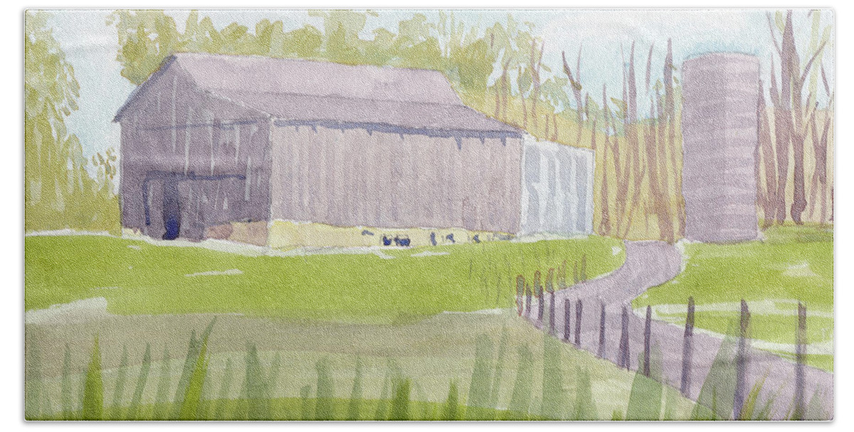 Barn Hand Towel featuring the painting Barn at 3171 Davidsonville Rd by Maryland Outdoor Life
