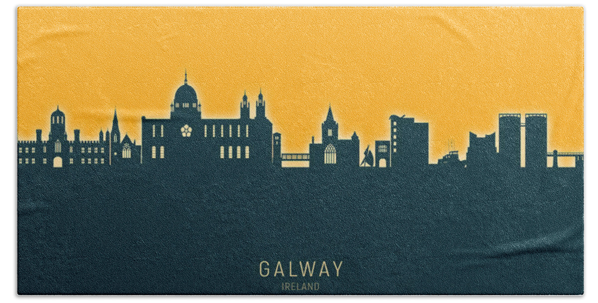 Galway Hand Towel featuring the digital art Galway Ireland Skyline by Michael Tompsett