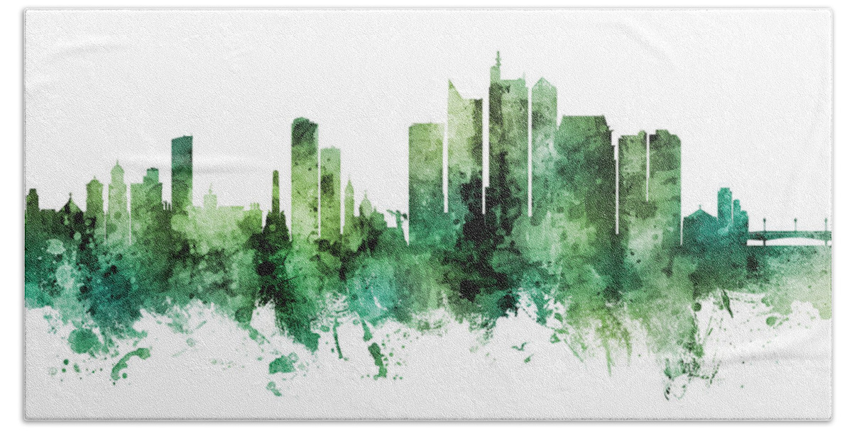Manila Hand Towel featuring the digital art Manila Philippines Skyline #32 by Michael Tompsett