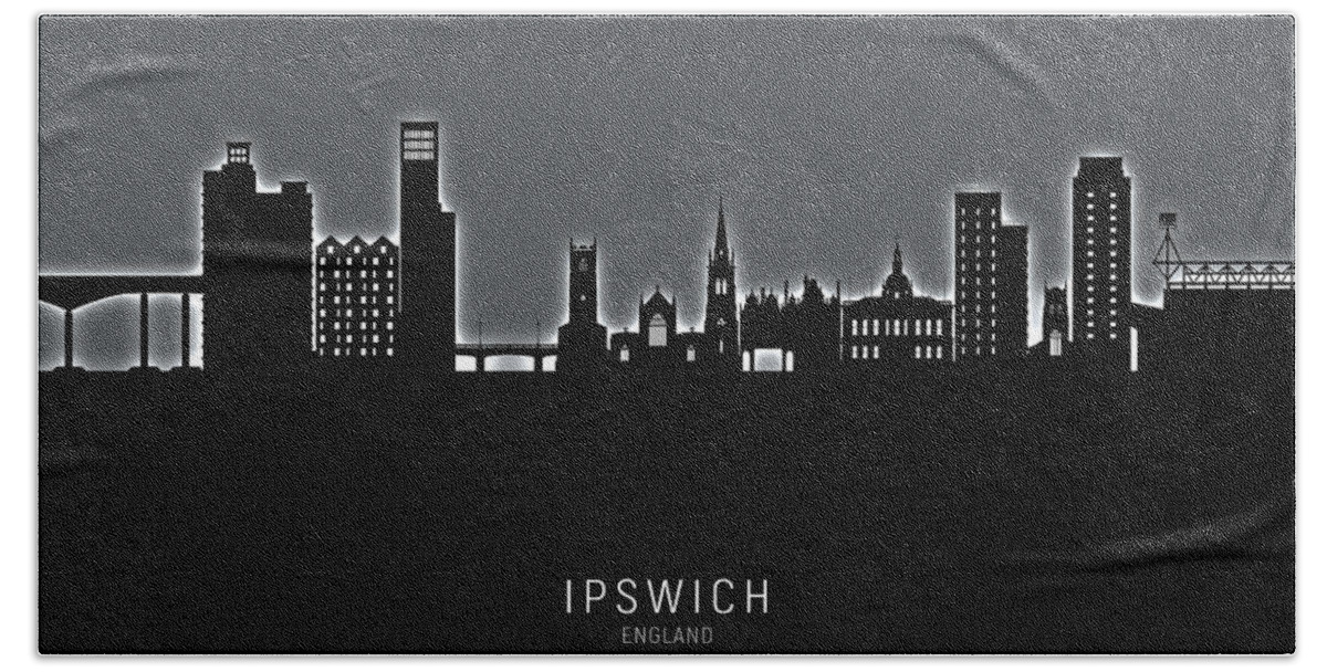 Ipswich Hand Towel featuring the digital art Ipswich England Skyline #35 by Michael Tompsett