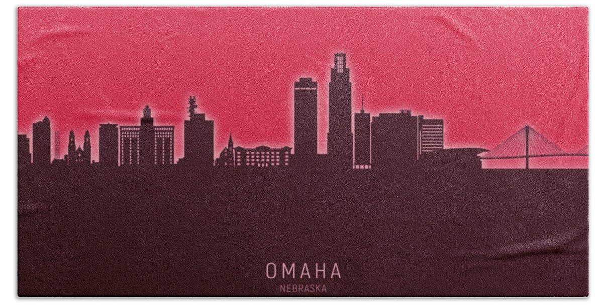 Omaha Hand Towel featuring the digital art Omaha Nebraska Skyline by Michael Tompsett