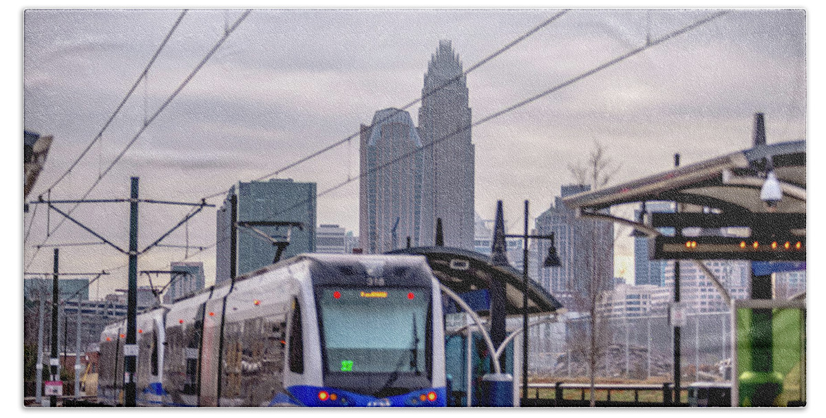 Location Bath Towel featuring the photograph Charlotte north carolina city skyline and downtown #39 by Alex Grichenko