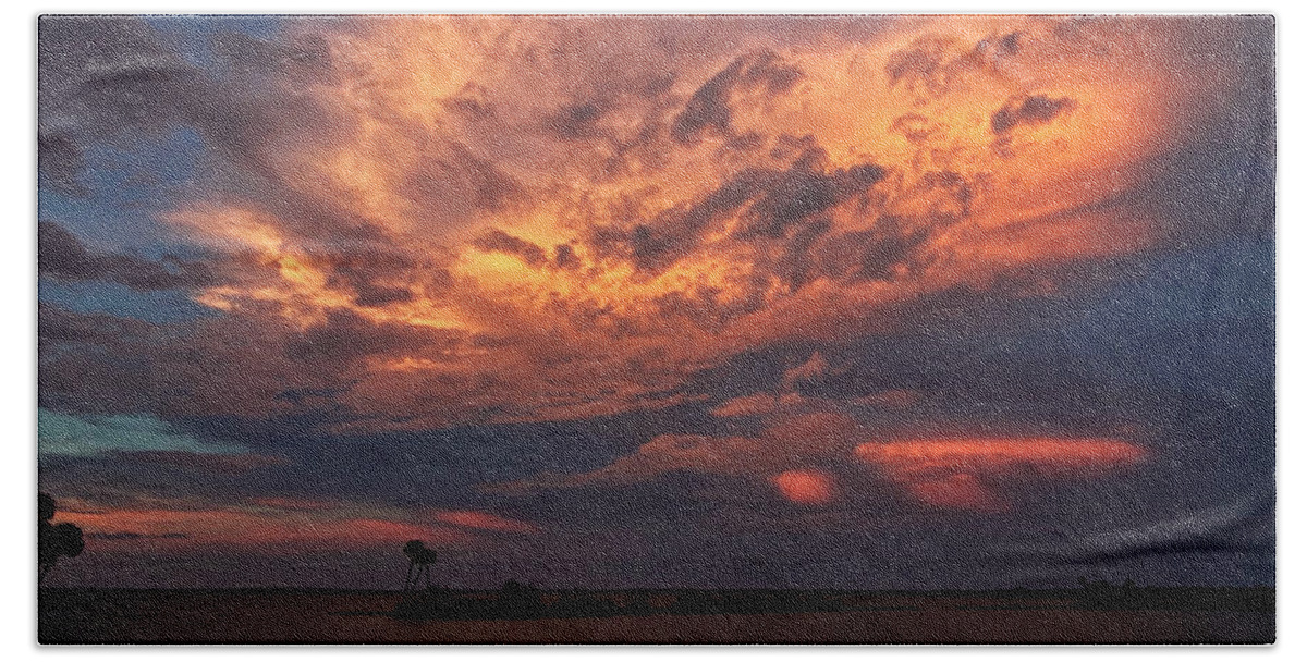 Sunset Bath Towel featuring the photograph 4 Alarm Sky by Randall Allen